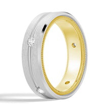 Load image into Gallery viewer, 7.5mm Two-Tone Moissanite Men’s Wedding Band – Gold, Silver or Platinum Ring