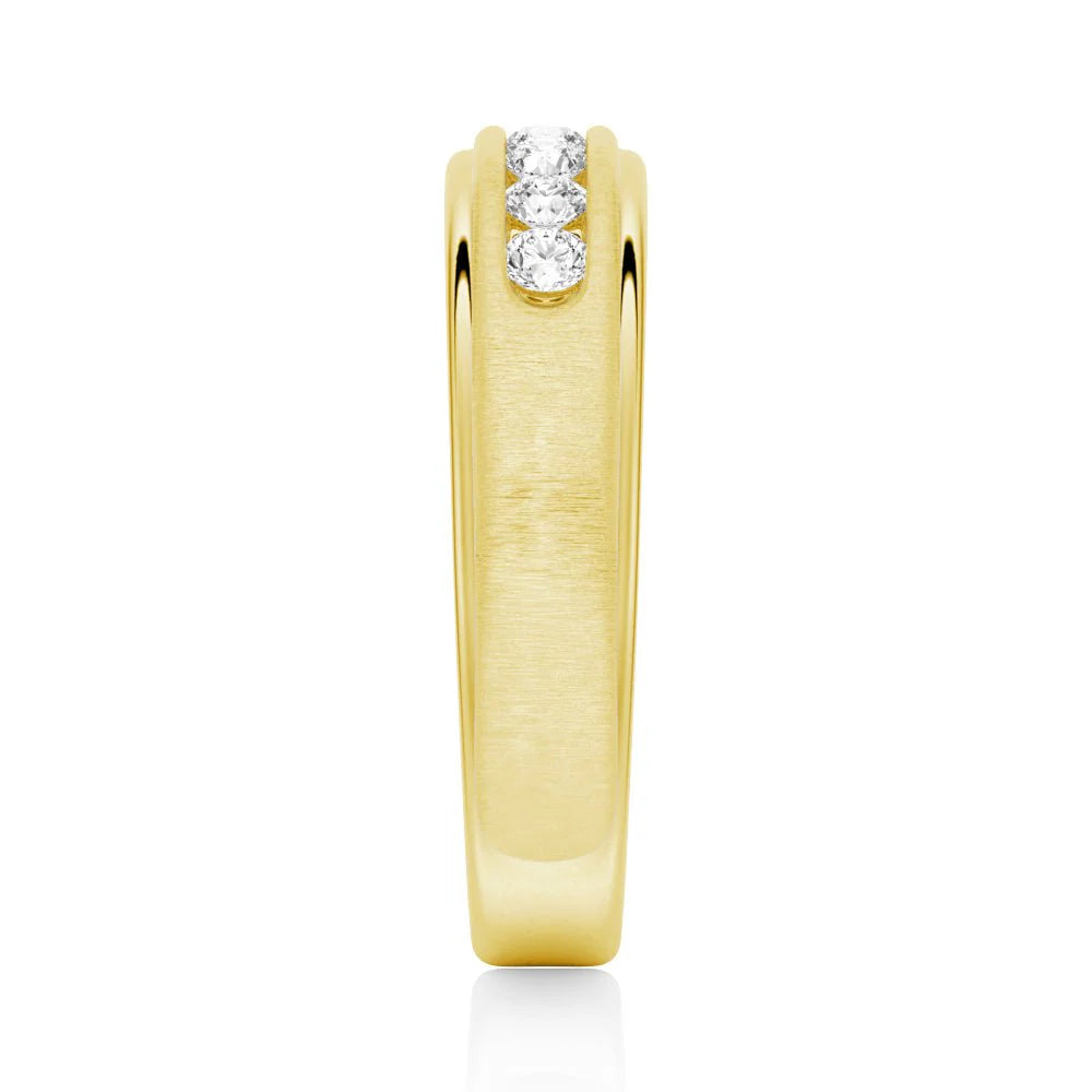 7mm Channel Set Moissanite Men’s Wedding Band – Silver, Gold, or Platinum Ring