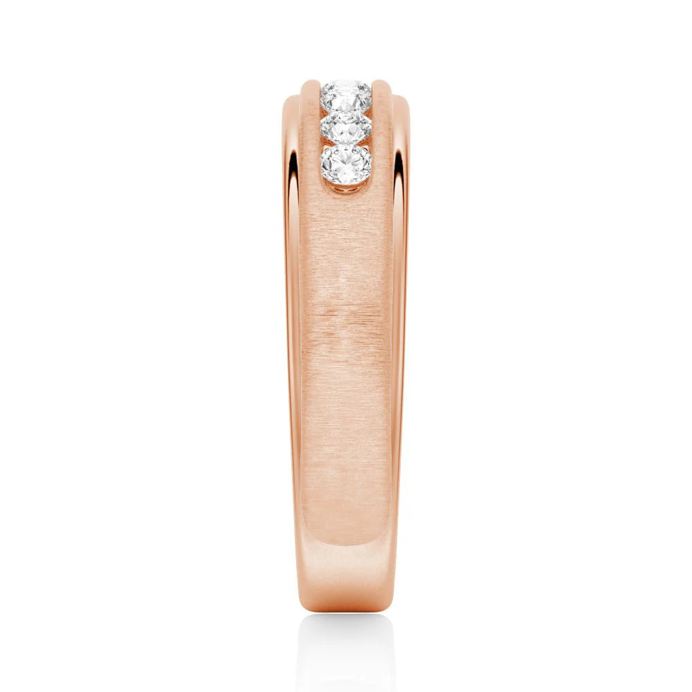 7mm Channel Set Moissanite Men’s Wedding Band – Silver, Gold, or Platinum Ring