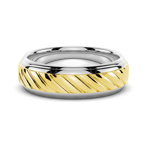 Carved Gold and Silver Men’s Ring