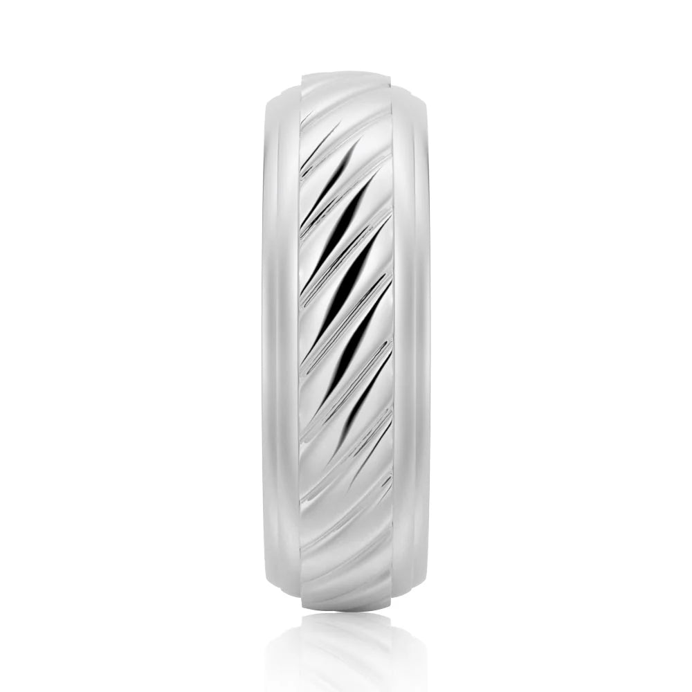 Elegant Carved Wedding Band for Men