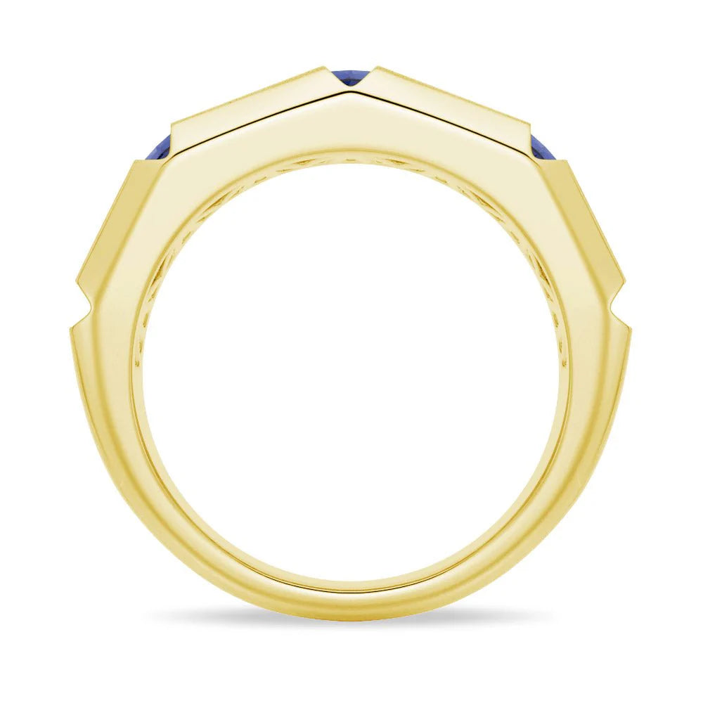 8mm Brushed Sapphire Men’s Wedding Band – Silver, Gold or Platinum Ring