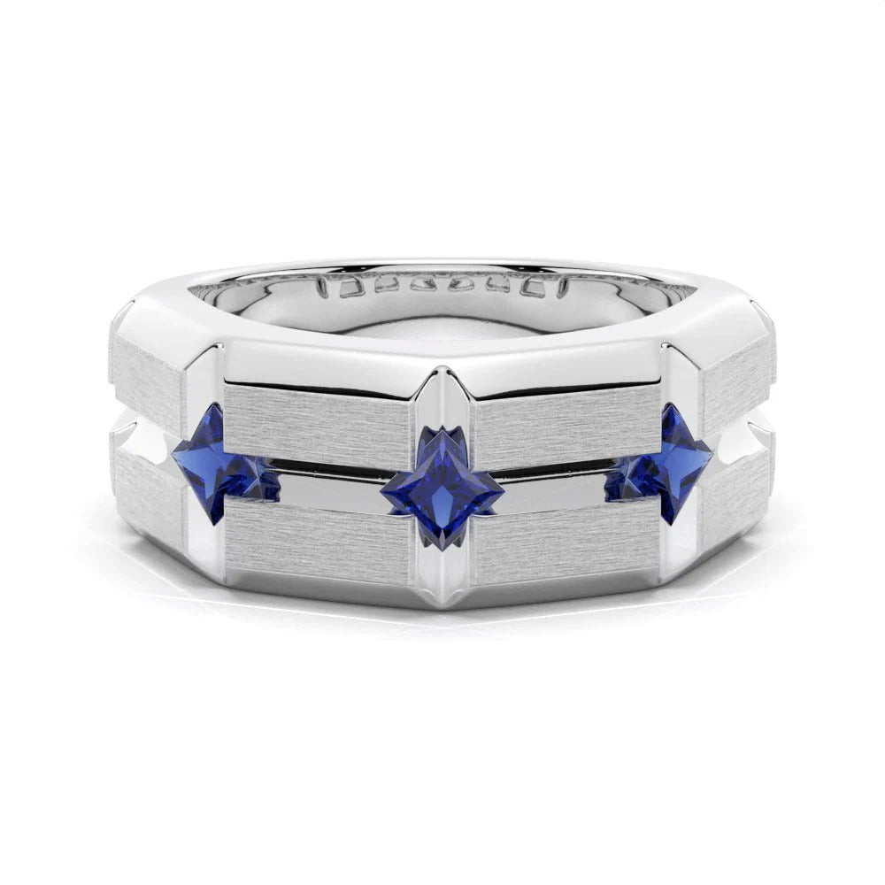 8mm Brushed Sapphire Men’s Wedding Band