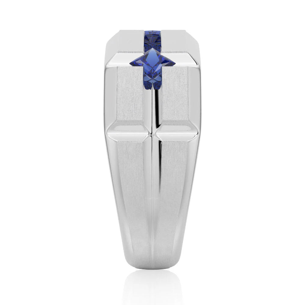 Masculine Sapphire Wedding Ring for Him