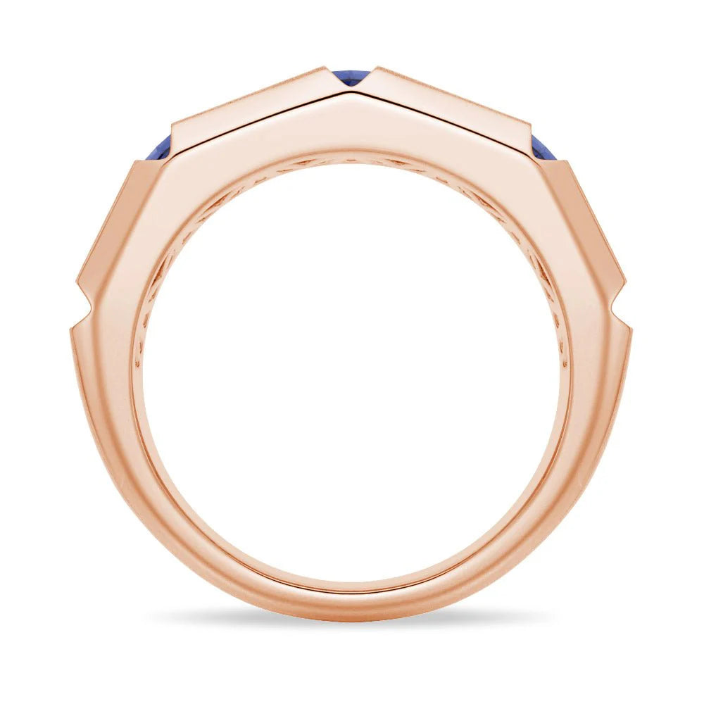 8mm Brushed Sapphire Men’s Wedding Band – Silver, Gold or Platinum Ring