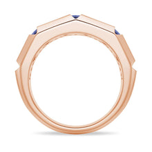 Load image into Gallery viewer, 8mm Brushed Sapphire Men’s Wedding Band – Silver, Gold or Platinum Ring