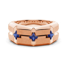 Load image into Gallery viewer, Modern Textured Wedding Ring with Sapphire