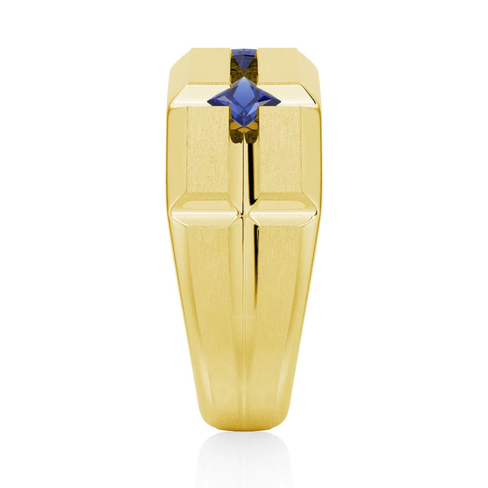 Men’s Sapphire Wedding Ring with Matte Finish