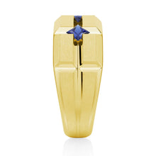Load image into Gallery viewer, Men’s Sapphire Wedding Ring with Matte Finish