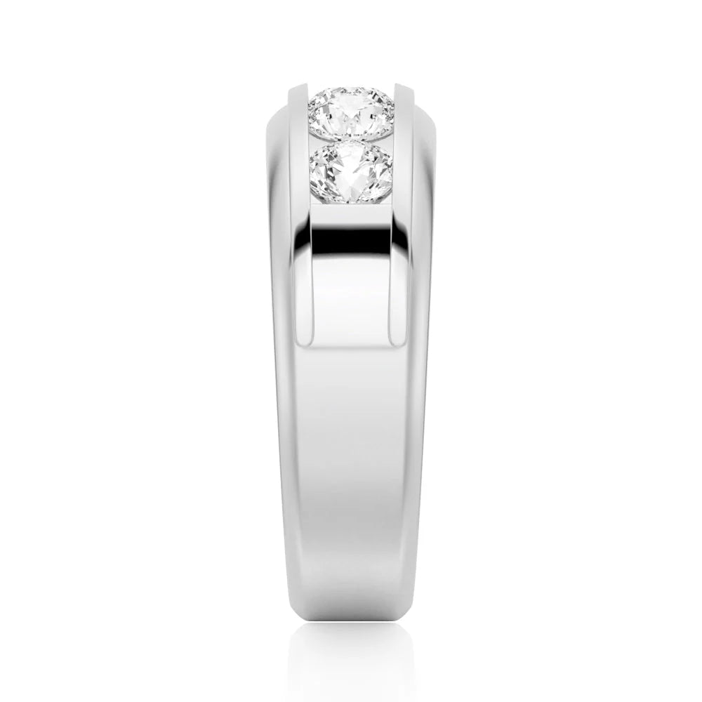 8mm Two-Tone Channel Set Moissanite Men’s Wedding Band – Gold, Silver or Platinum Ring