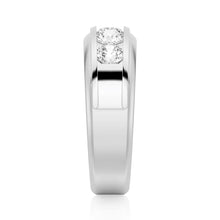 Load image into Gallery viewer, 8mm Two-Tone Channel Set Moissanite Men’s Wedding Band – Gold, Silver or Platinum Ring