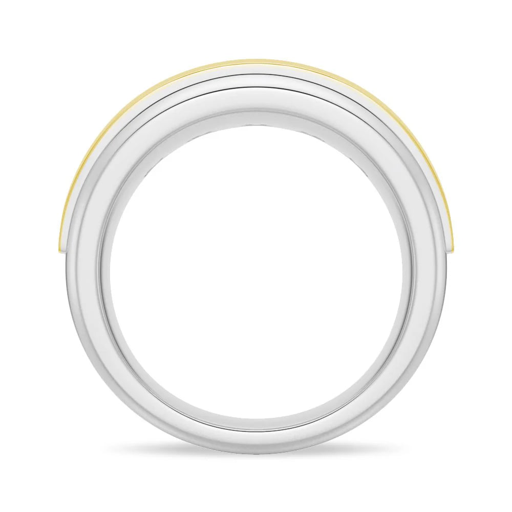 8mm Two-Tone Channel Set Moissanite Men’s Wedding Band – Gold, Silver or Platinum Ring