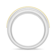 Load image into Gallery viewer, 8mm Two-Tone Channel Set Moissanite Men’s Wedding Band – Gold, Silver or Platinum Ring