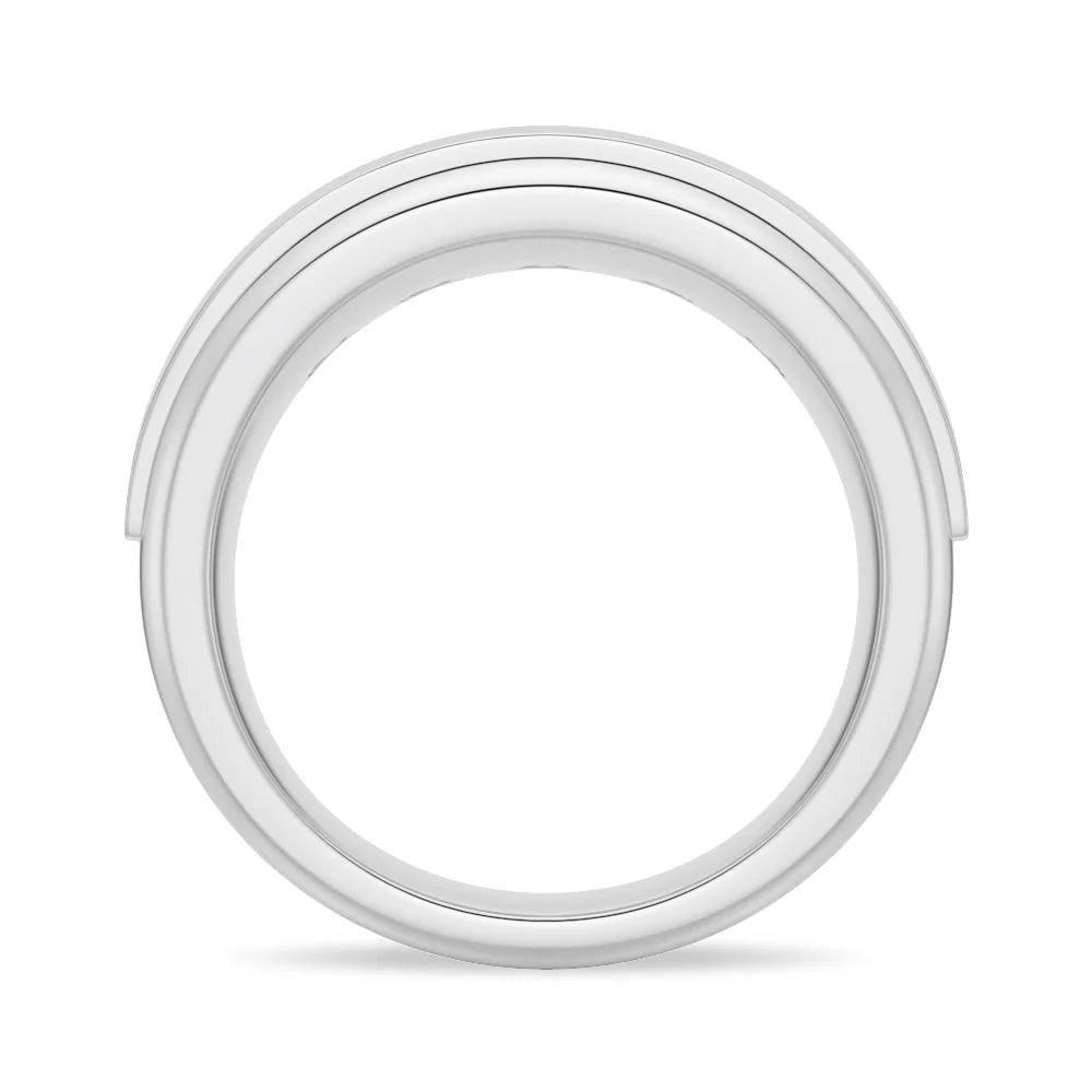 8mm Two-Tone Channel Set Moissanite Men’s Wedding Band – Gold, Silver or Platinum Ring
