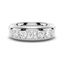 Load image into Gallery viewer, Channel Set Men’s Wedding Ring