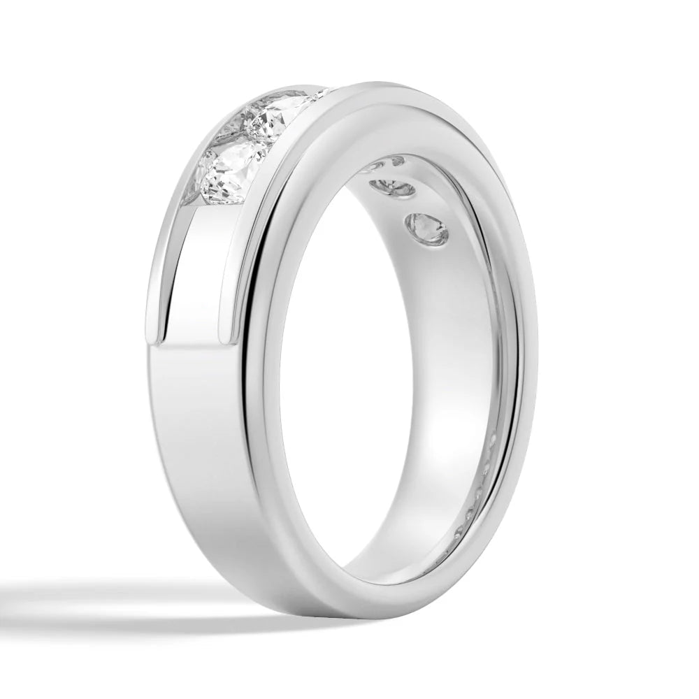 8mm Two-Tone Channel Set Moissanite Men’s Wedding Band – Gold, Silver or Platinum Ring