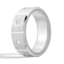 Load image into Gallery viewer, 8mm Two-Tone Princess Cut Moissanite Men’s Ring – Silver, Gold, or Platinum Band