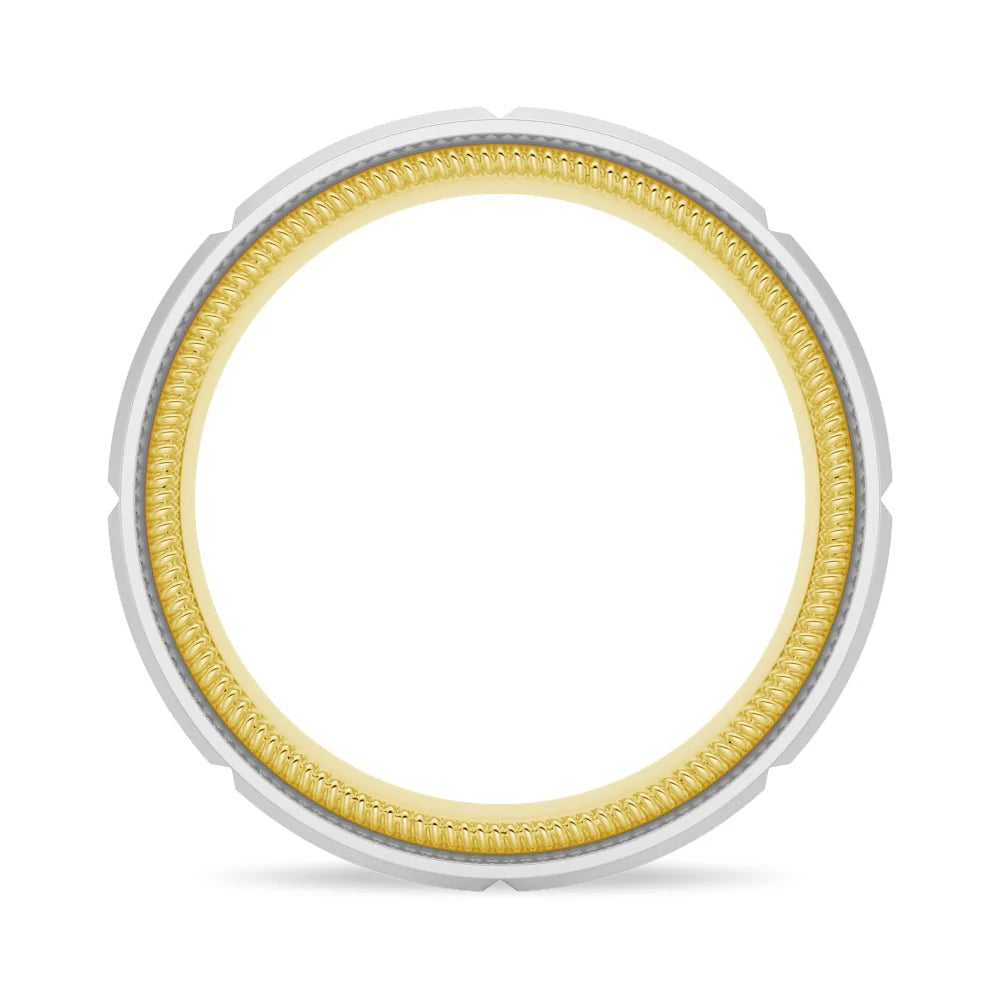 8mm Two-Tone Princess Cut Moissanite Men’s Ring – Silver, Gold, or Platinum Band