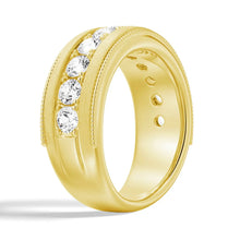Load image into Gallery viewer, 9mm Bezel Set Moissanite Men’s Wedding Band – Silver, Gold, or Platinum Ring