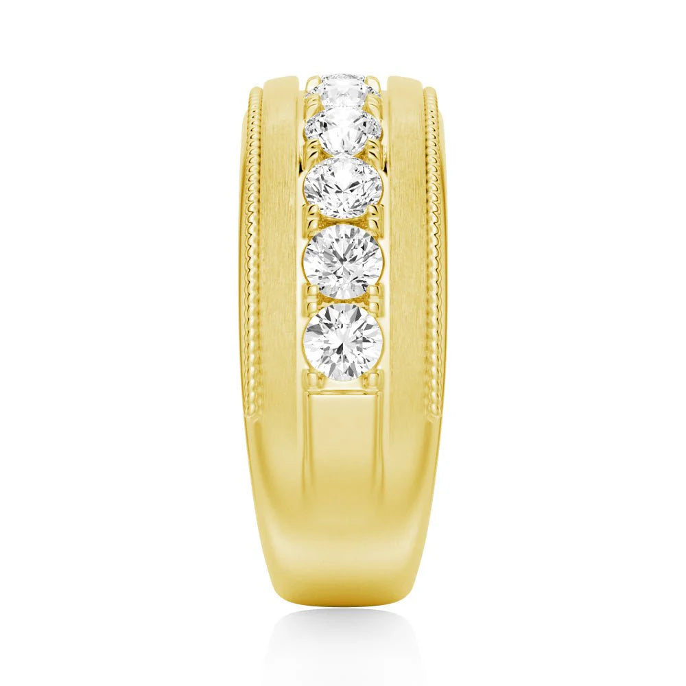 9mm Bezel Set Moissanite Men’s Wedding Band – Silver, Gold, or Platinum Ring