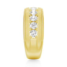 Load image into Gallery viewer, 9mm Bezel Set Moissanite Men’s Wedding Band – Silver, Gold, or Platinum Ring