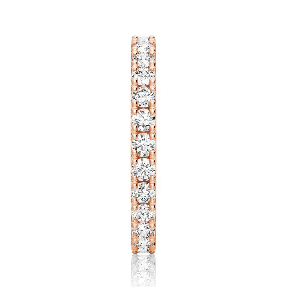 2.2mm French Pave Round Cut Moissanite Ring Eternity Band