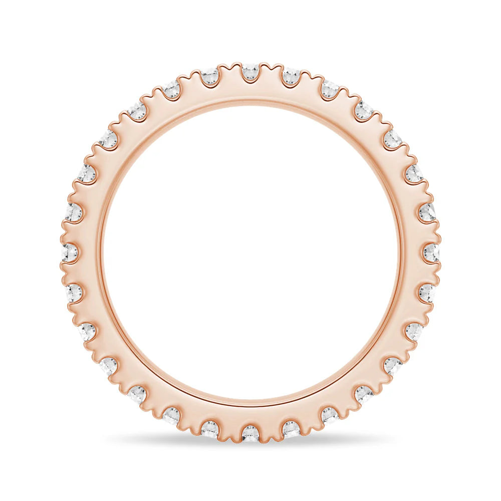 2.2mm French Pave Round Cut Moissanite Ring Eternity Band
