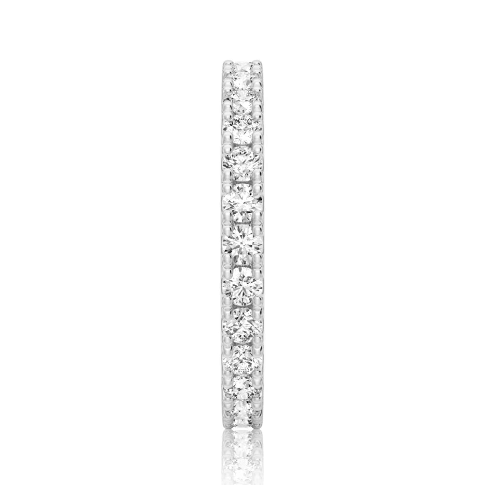 2.2mm French Pave Round Cut Moissanite Ring Eternity Band