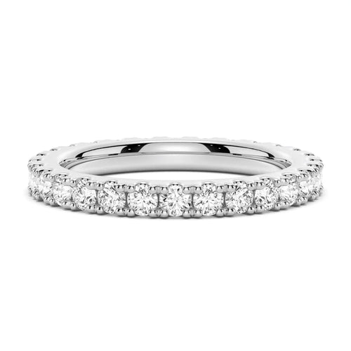 2.2mm French Pave Round Cut Moissanite Ring Eternity Band