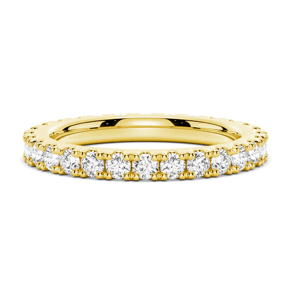 2.2mm French Pave Round Cut Moissanite Ring Eternity Band