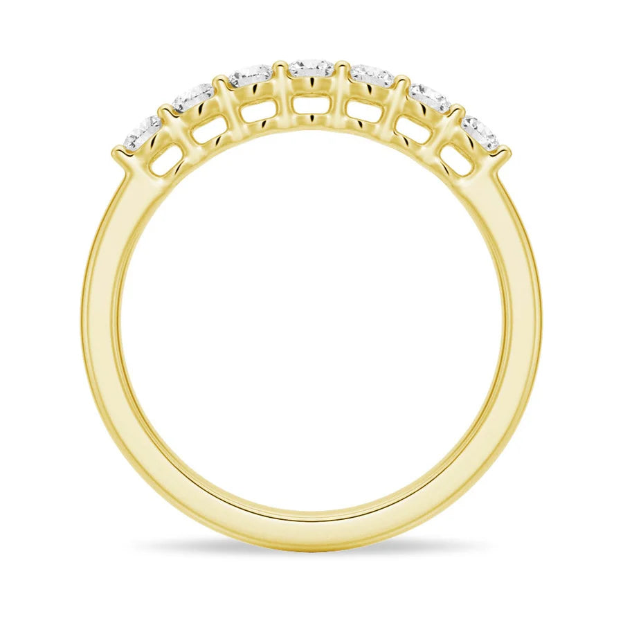 Petite 7 Stone French Pave Moissanite Ring Wedding Band