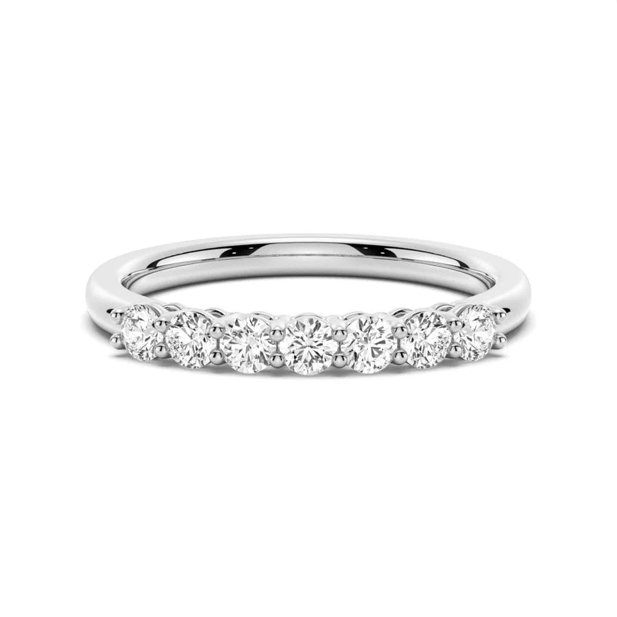 Petite 7 Stone French Pave Moissanite Ring Wedding Band
