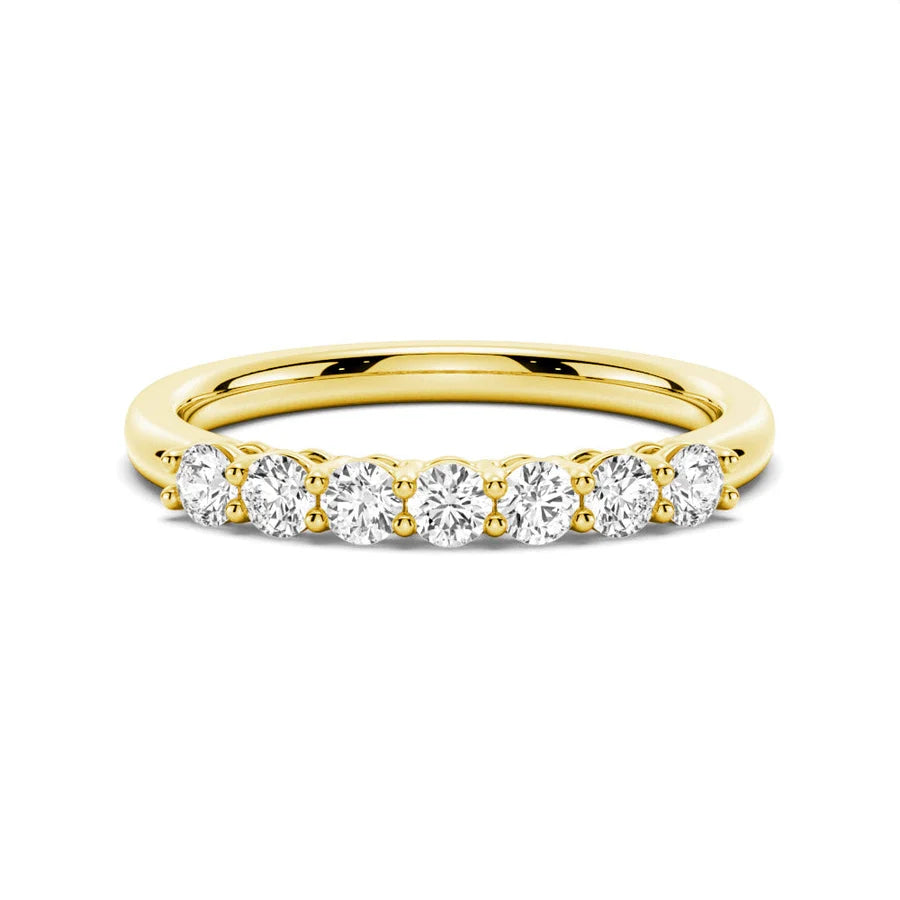 Petite 7 Stone French Pave Moissanite Ring Wedding Band