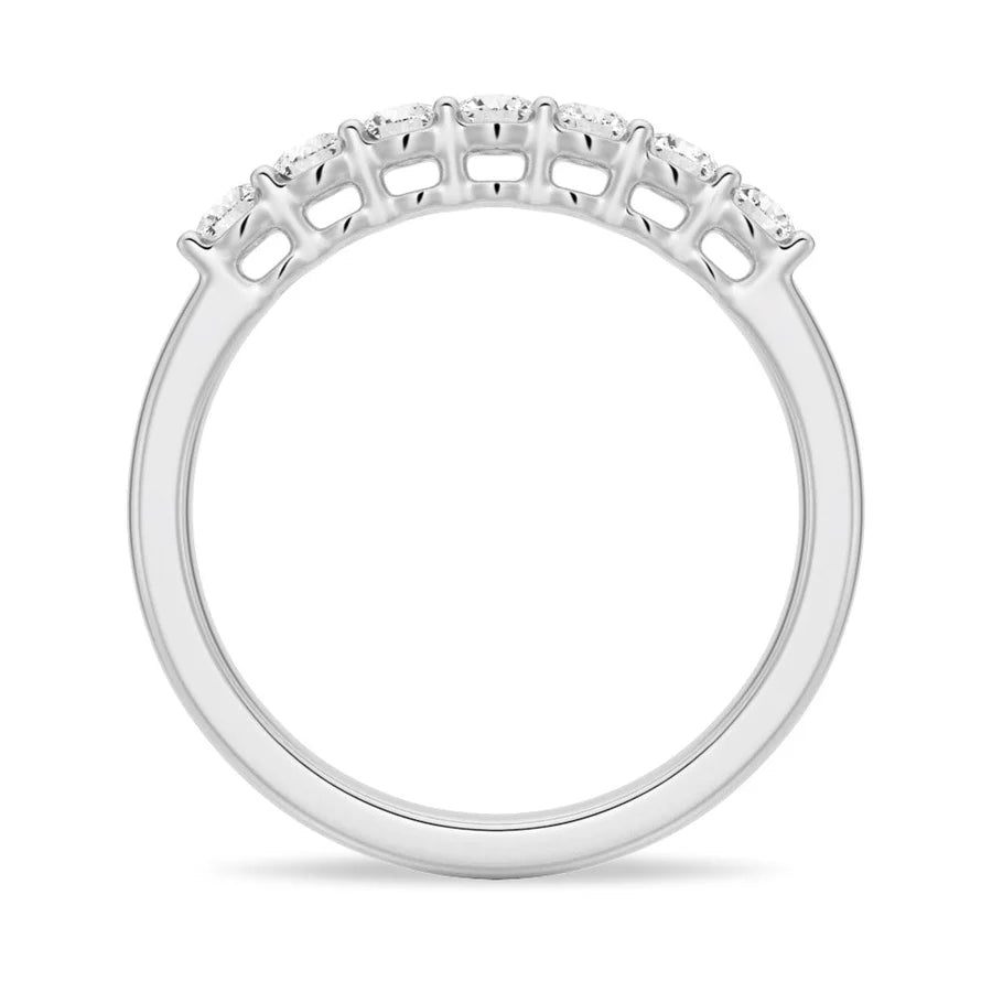 Petite 7 Stone French Pave Moissanite Ring Wedding Band