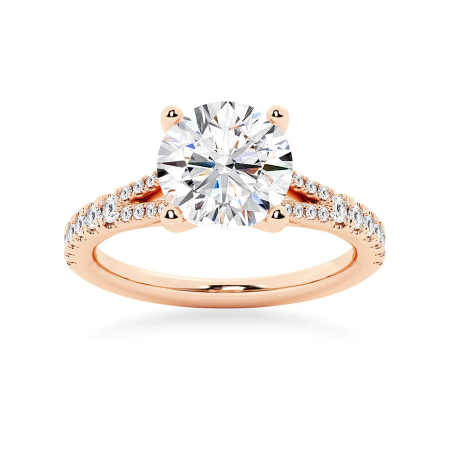 Platinum Split Shank Moissanite Ring Side View