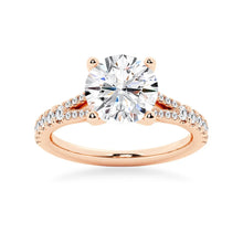 Load image into Gallery viewer, Platinum Split Shank Moissanite Ring Side View