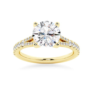 18K Gold Round Cut Moissanite Engagement Ring