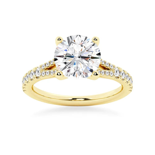 18K Gold Round Cut Moissanite Engagement Ring