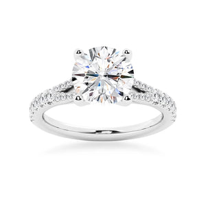 Round Cut Moissanite Engagement Ring with Split Shank