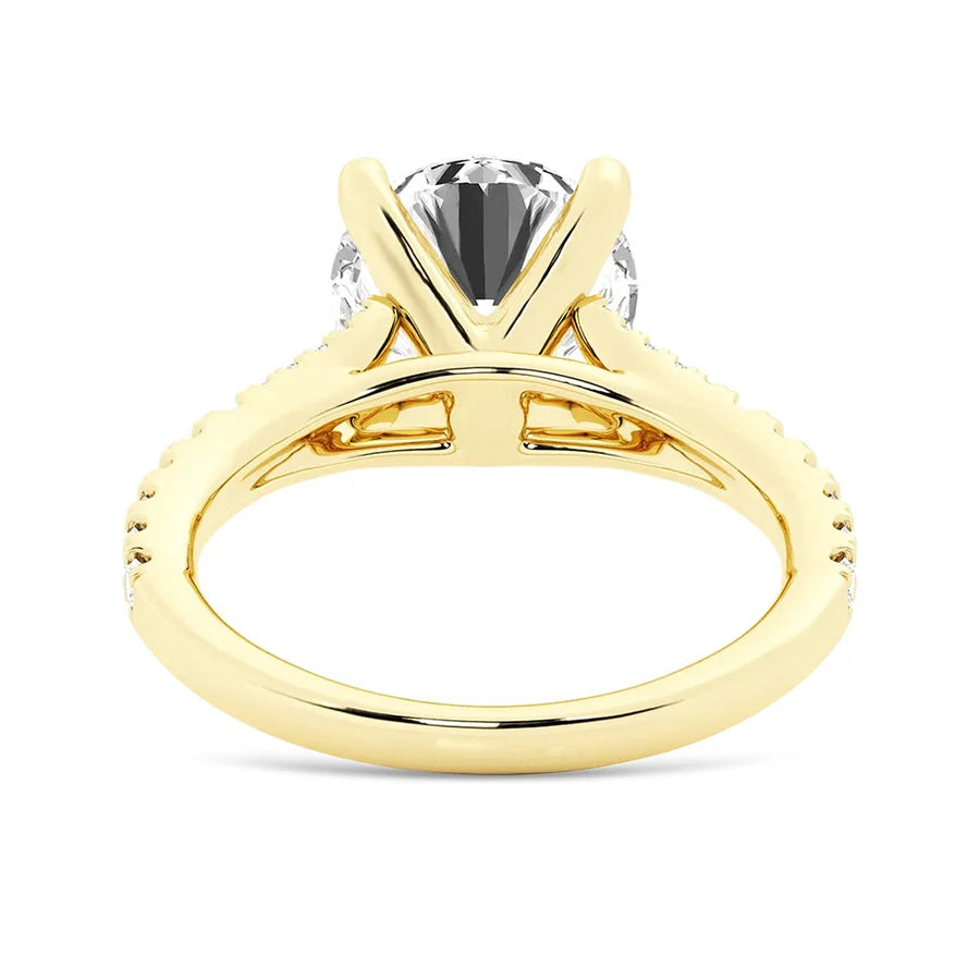 Round Cut Split Shank Moissanite Engagement Ring | TKEANAAL Jewelry