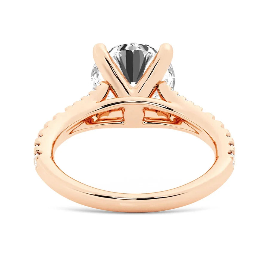 Round Cut Split Shank Moissanite Engagement Ring | TKEANAAL Jewelry