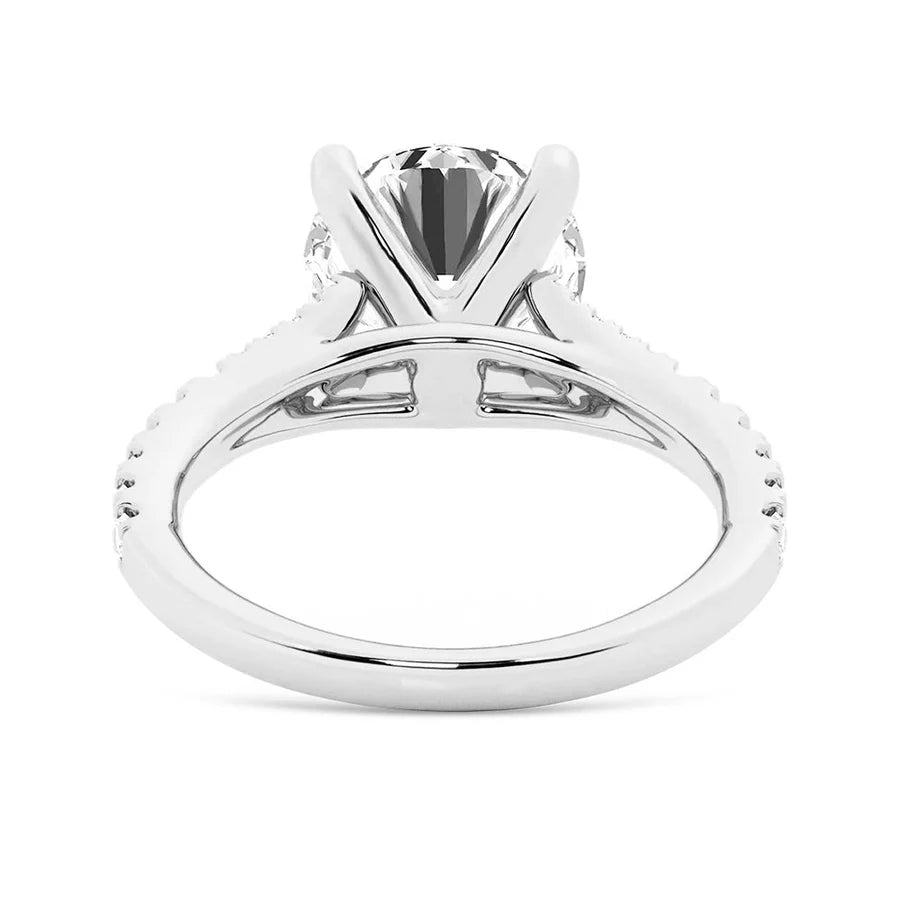 Round Cut Split Shank Moissanite Engagement Ring | TKEANAAL Jewelry