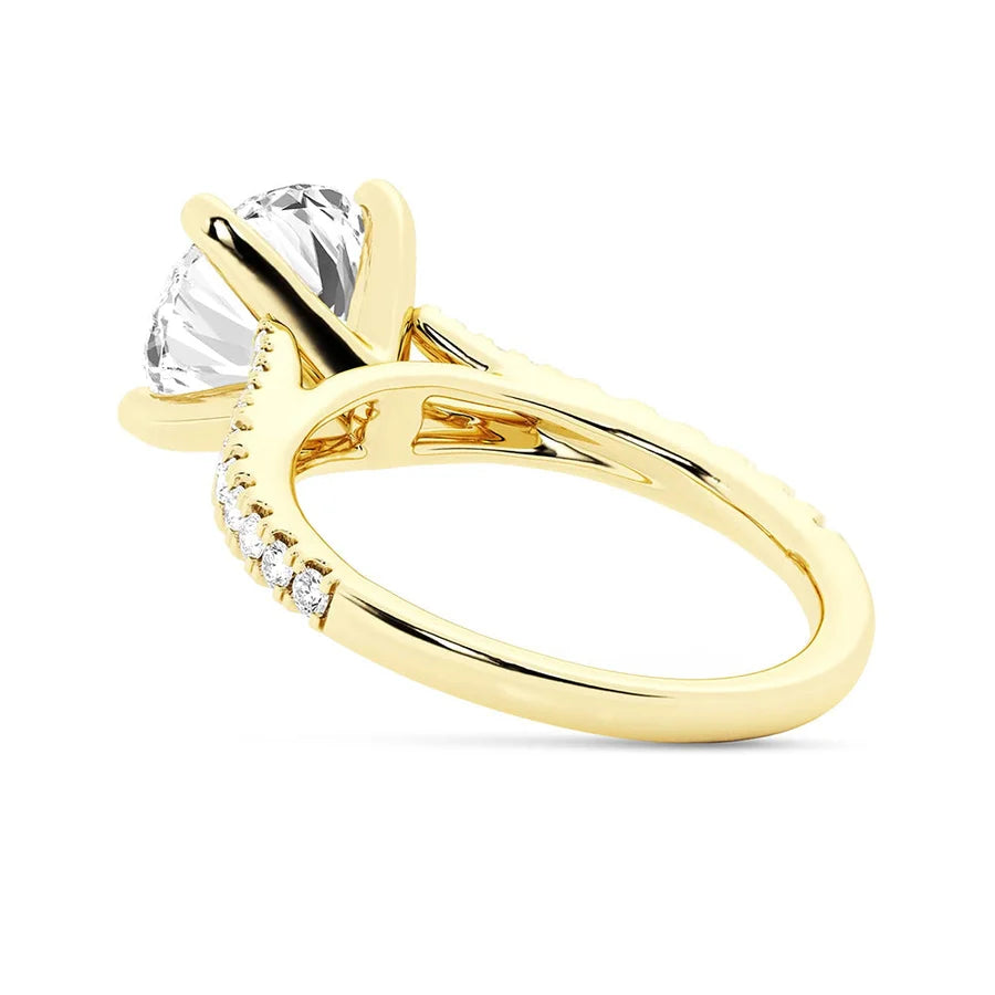 Round Cut Split Shank Moissanite Engagement Ring | TKEANAAL Jewelry