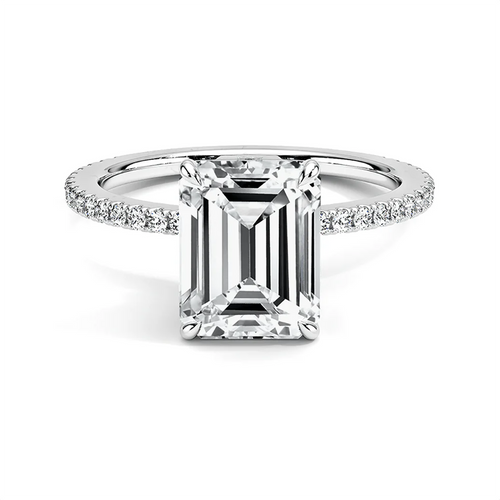 Accented Emerald Cut Lab-Grown Diamond Ring