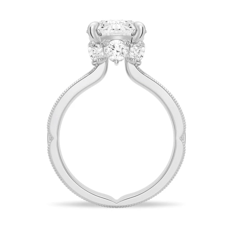 Side View of Moissanite Halo Ring