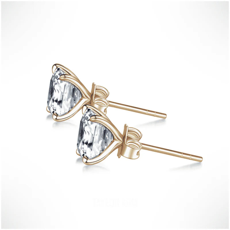 Asscher Cut Moissanite Stud Earrings – Silver, Gold & Platinum