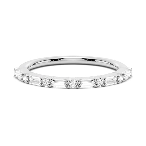 Baguette and Round Moissanite Wedding Band