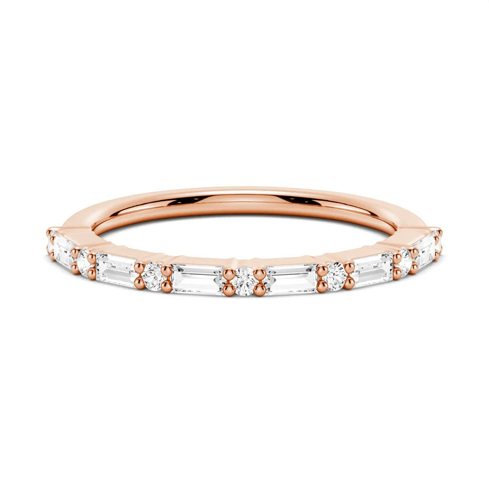 Elegant Baguette and Round Stone Ring