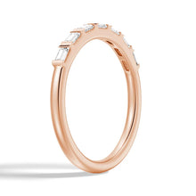 Load image into Gallery viewer, Baguette Cut Tension Set Moissanite Wedding Band – Modern Elegant Ring