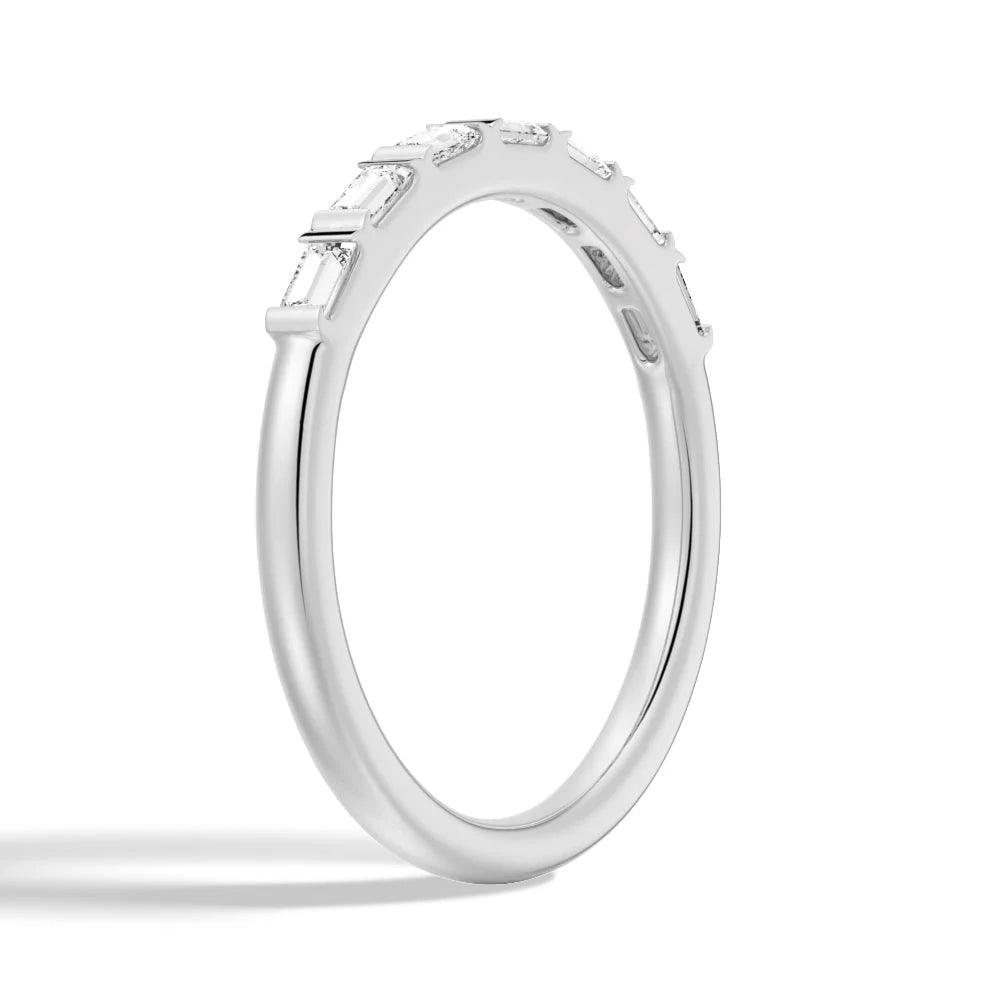 Baguette Cut Tension Set Moissanite Wedding Band – Modern Elegant Ring